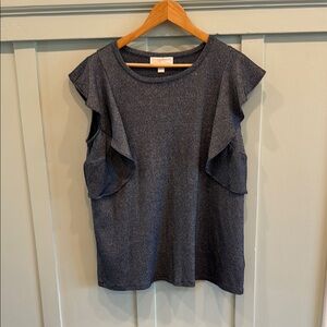 MICHAEL Michael Kors Blue Ruffle sparkly Sleeve Blouse